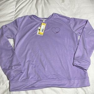 Crown of Hearts NWT Purple Sweatshirt - Criss Cross Back - Girls XL